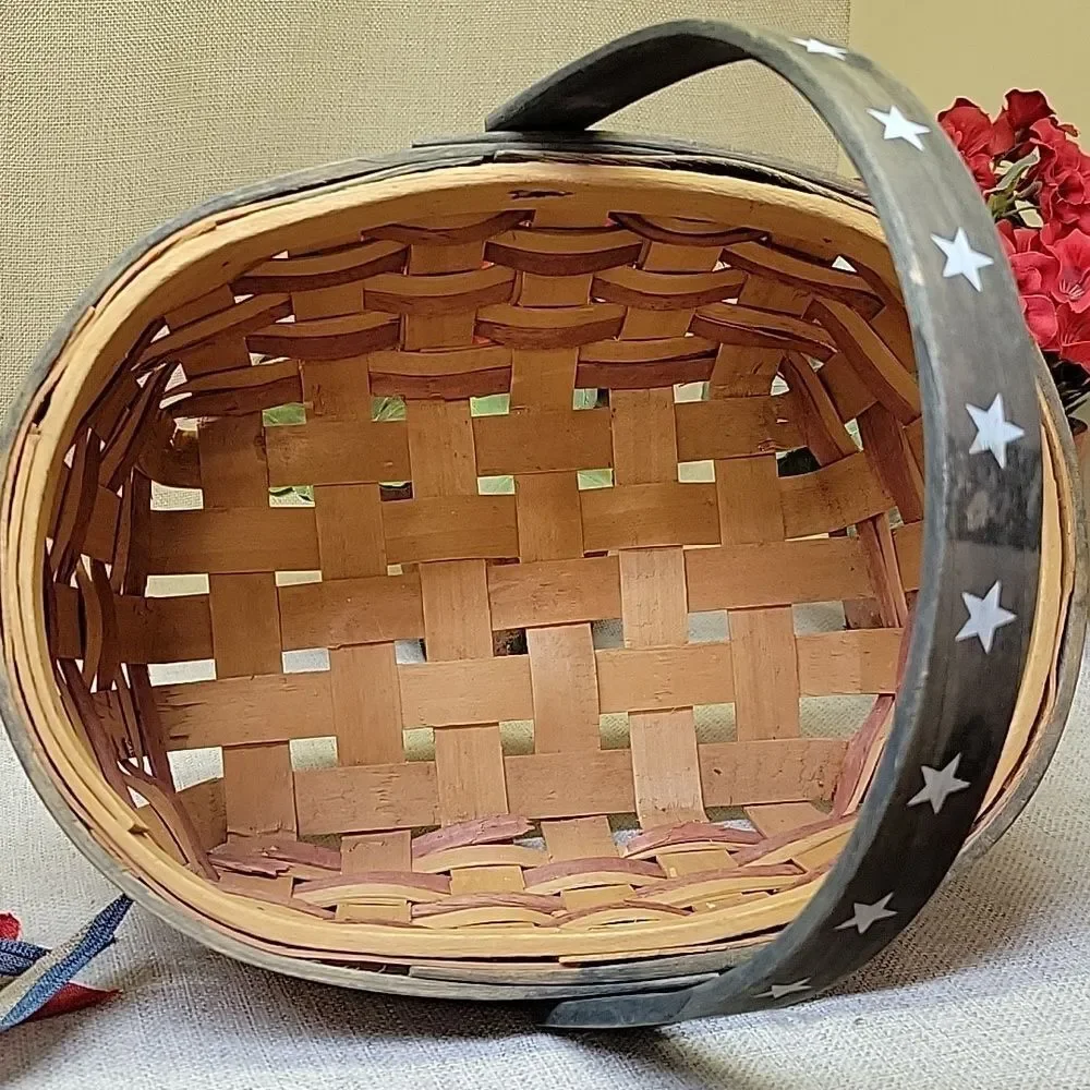 Patriotic‎ Woven Basket With Ty Teddy Bear And Accessories